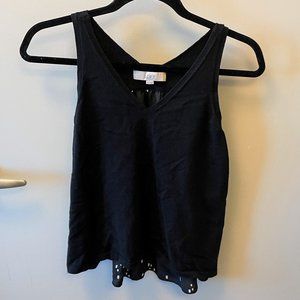 LOFT Mixed Media V Neck Tank Top XS - Black / Black & White Print